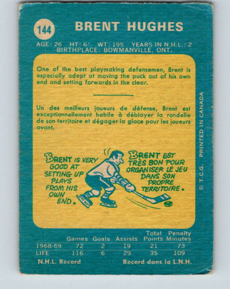 1969-70 O-Pee-Chee #144 Brent Hughes RC Rookie Los Angeles Kings V1571