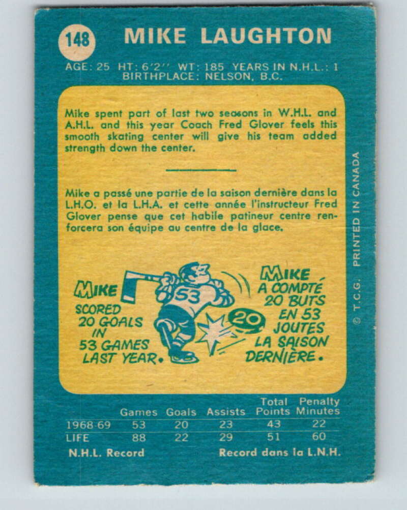 1969-70 O-Pee-Chee #148 Mike Laughton RC Rookie Oakland Seals V1592