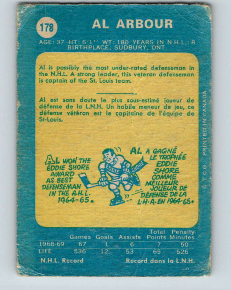 1969-70 O-Pee-Chee #178 Al Arbour St. Louis Blues V1747