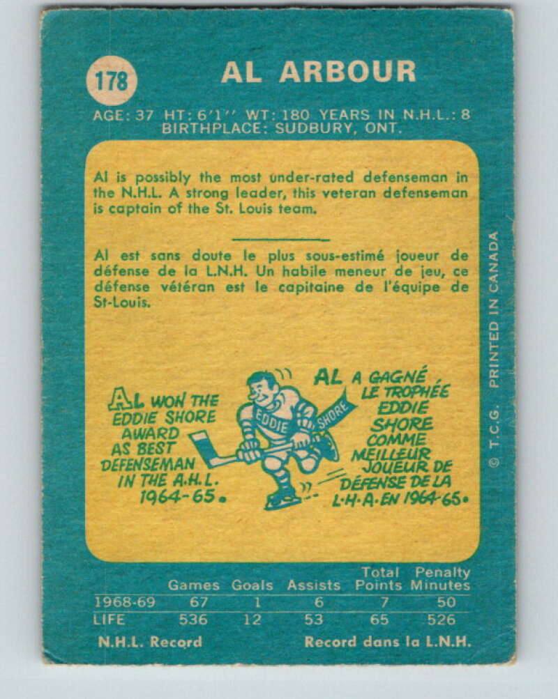 1969-70 O-Pee-Chee #178 Al Arbour St. Louis Blues V1748