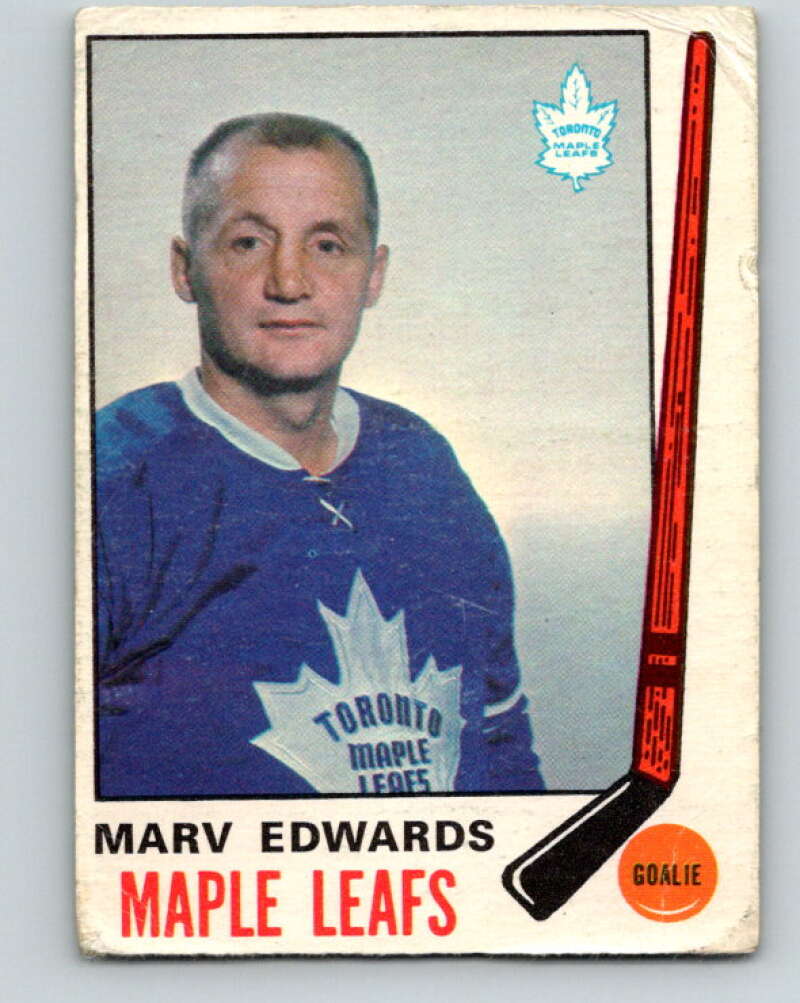 1969-70 O-Pee-Chee #185 Marv Edwards RC Rookie Toronto Maple Leafs V1782