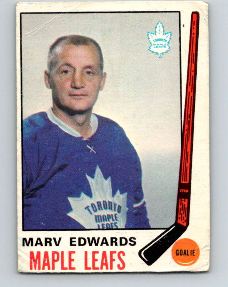 1969-70 O-Pee-Chee #185 Marv Edwards RC Rookie Toronto Maple Leafs V1783