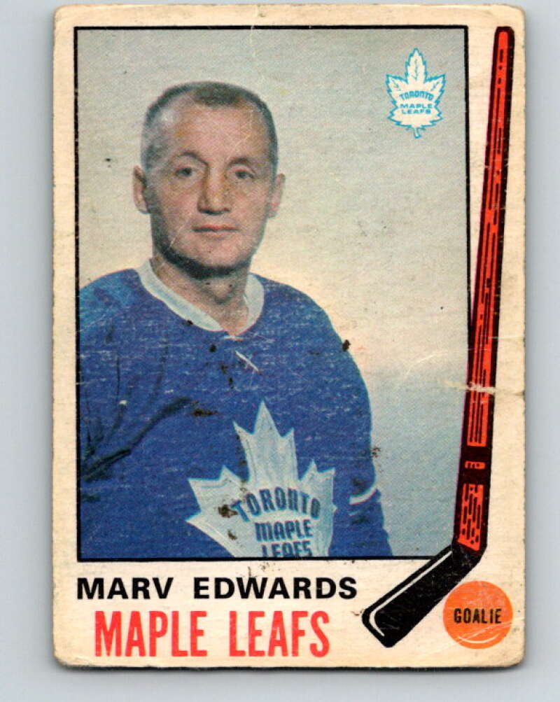 1969-70 O-Pee-Chee #185 Marv Edwards RC Rookie Toronto Maple Leafs V1787