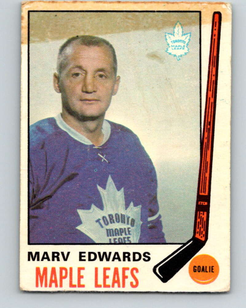 1969-70 O-Pee-Chee #185 Marv Edwards RC Rookie Toronto Maple Leafs V1788