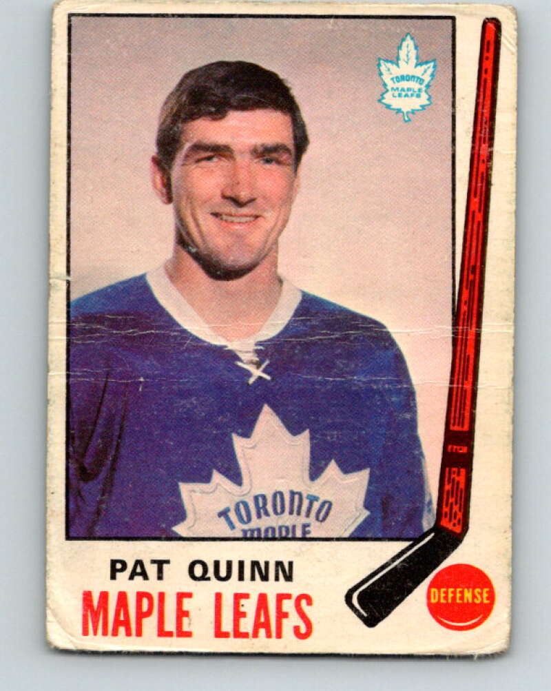 1969-70 O-Pee-Chee #186 Pat Quinn RC Rookie Toronto Maple Leafs V1789