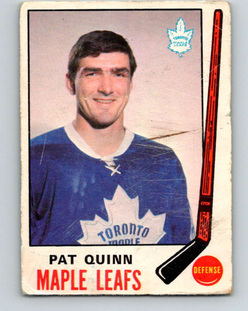 1969-70 O-Pee-Chee #186 Pat Quinn RC Rookie Toronto Maple Leafs V1790