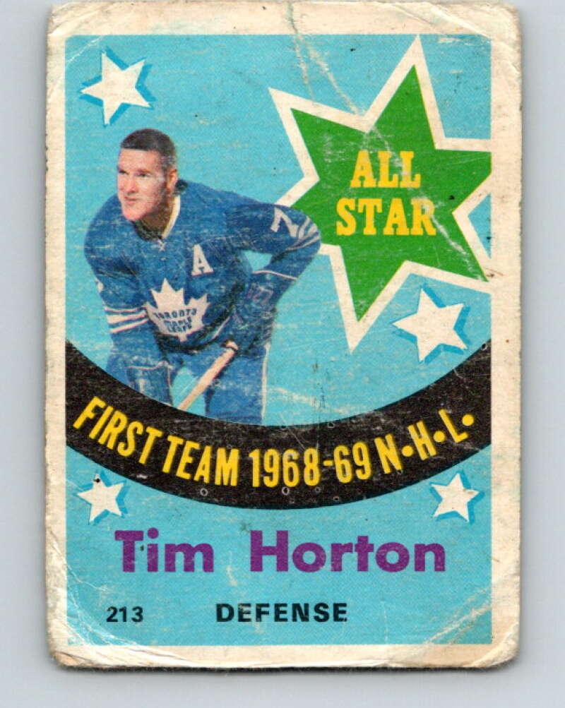 1969-70 O-Pee-Chee #213 Tim Horton AS Toronto Maple Leafs V1931