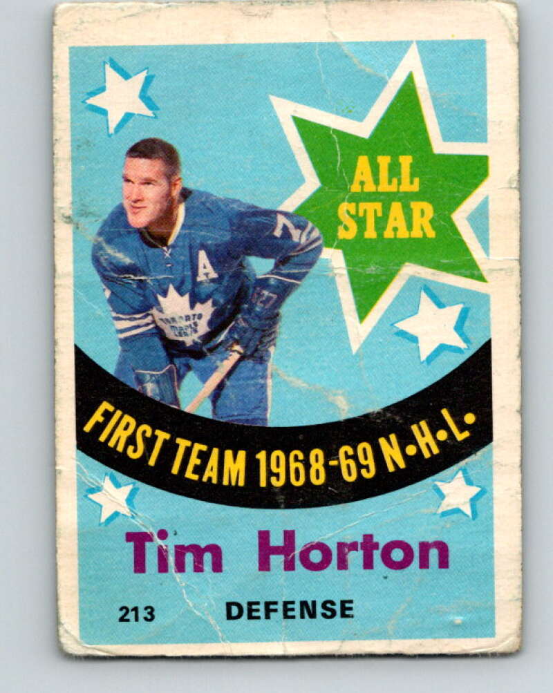 1969-70 O-Pee-Chee #213 Tim Horton AS Toronto Maple Leafs V1932