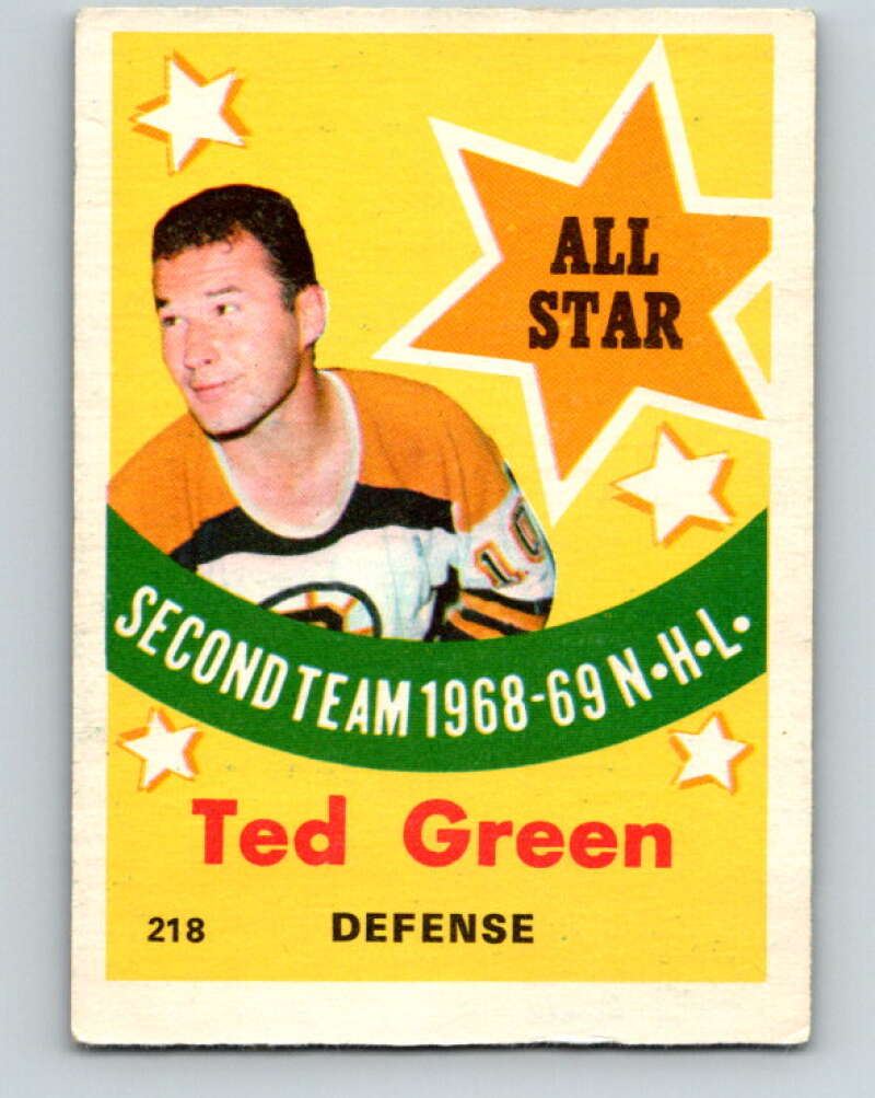 1969-70 O-Pee-Chee #218 Ted Green AS Boston Bruins V1948