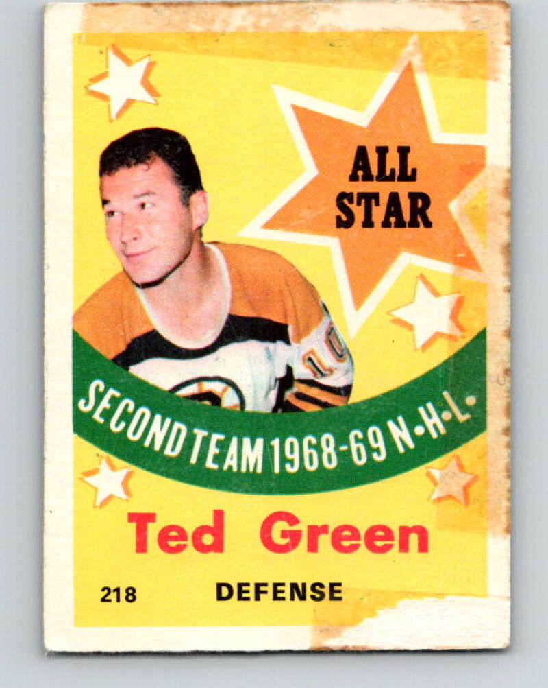 1969-70 O-Pee-Chee #218 Ted Green AS Boston Bruins V1949