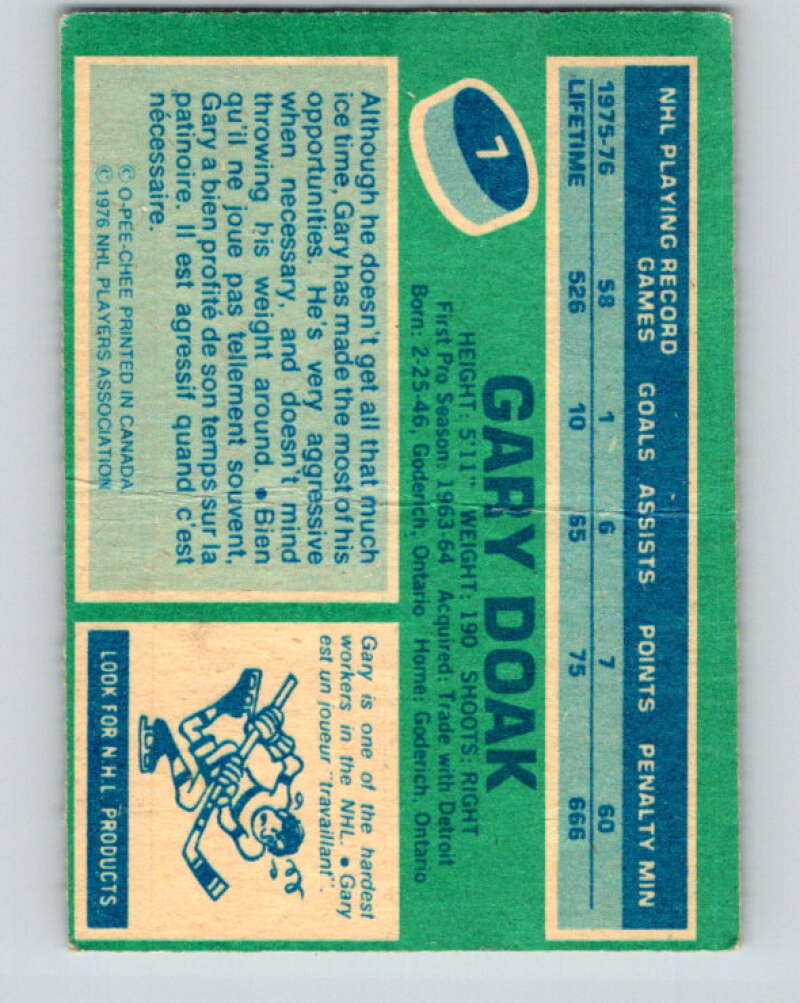 1976-77 OPC #7 Gary Doak Boston Bruins V2038