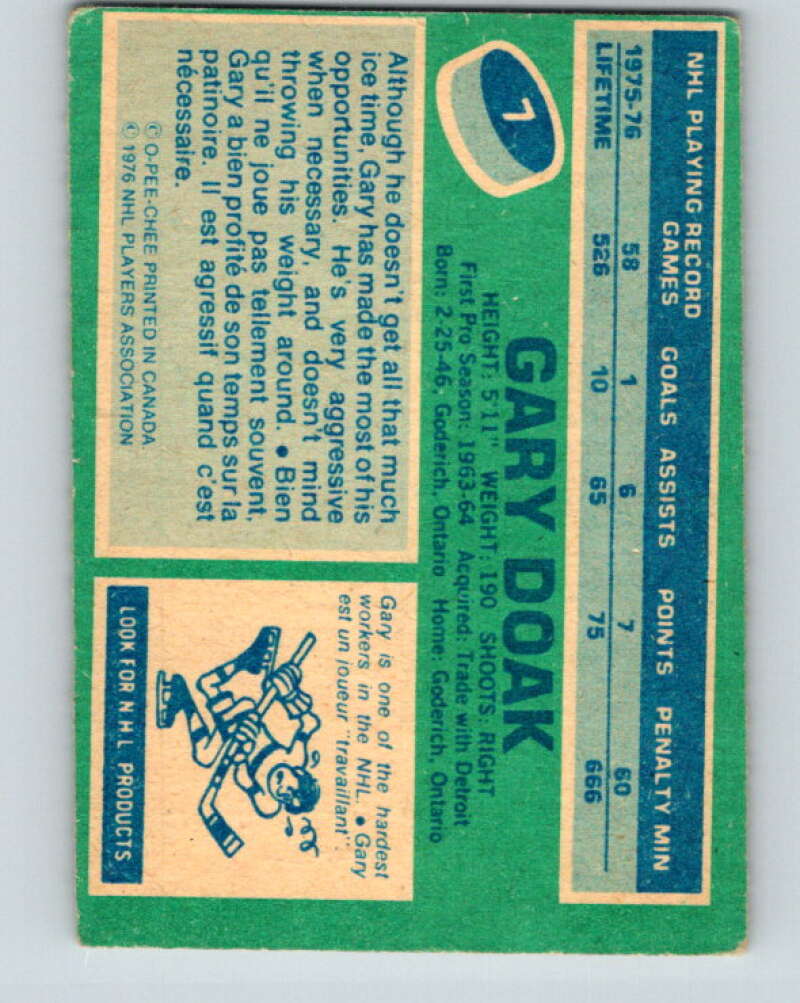 1976-77 OPC #7 Gary Doak Boston Bruins V2039
