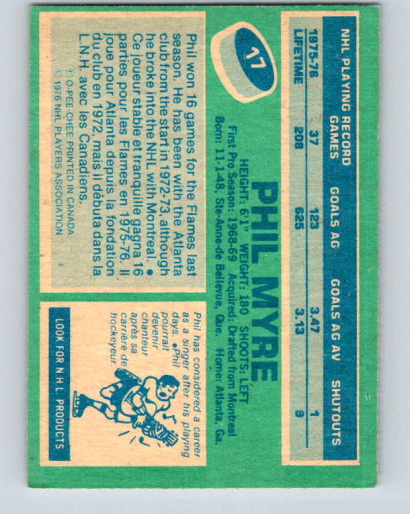 1976-77 OPC #17 Phil Myre Atlanta Flames V2044