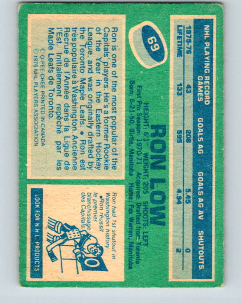 1976-77 OPC #69 Ron Low Washington Capitals V2064