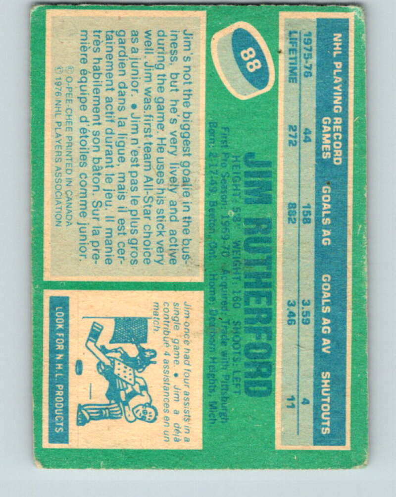 1976-77 OPC #88 Jim Rutherford Detroit Red Wings V2078