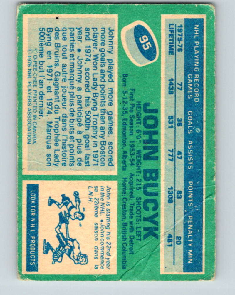 1976-77 OPC #95 Johnny Bucyk Boston Bruins V2080