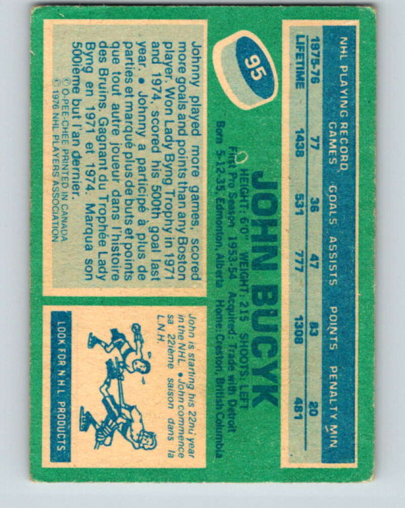 1976-77 OPC #95 Johnny Bucyk Boston Bruins V2081