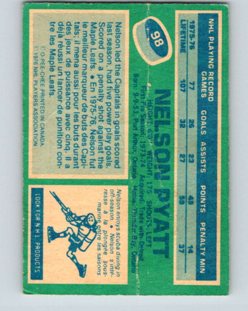 1976-77 OPC #98 Nelson Pyatt RC Rookie Colorado Rockies V2082