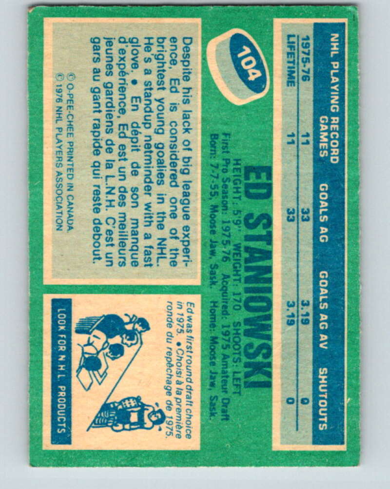 1976-77 OPC #104 Ed Staniowski RC Rookie St. Louis Blues V2084