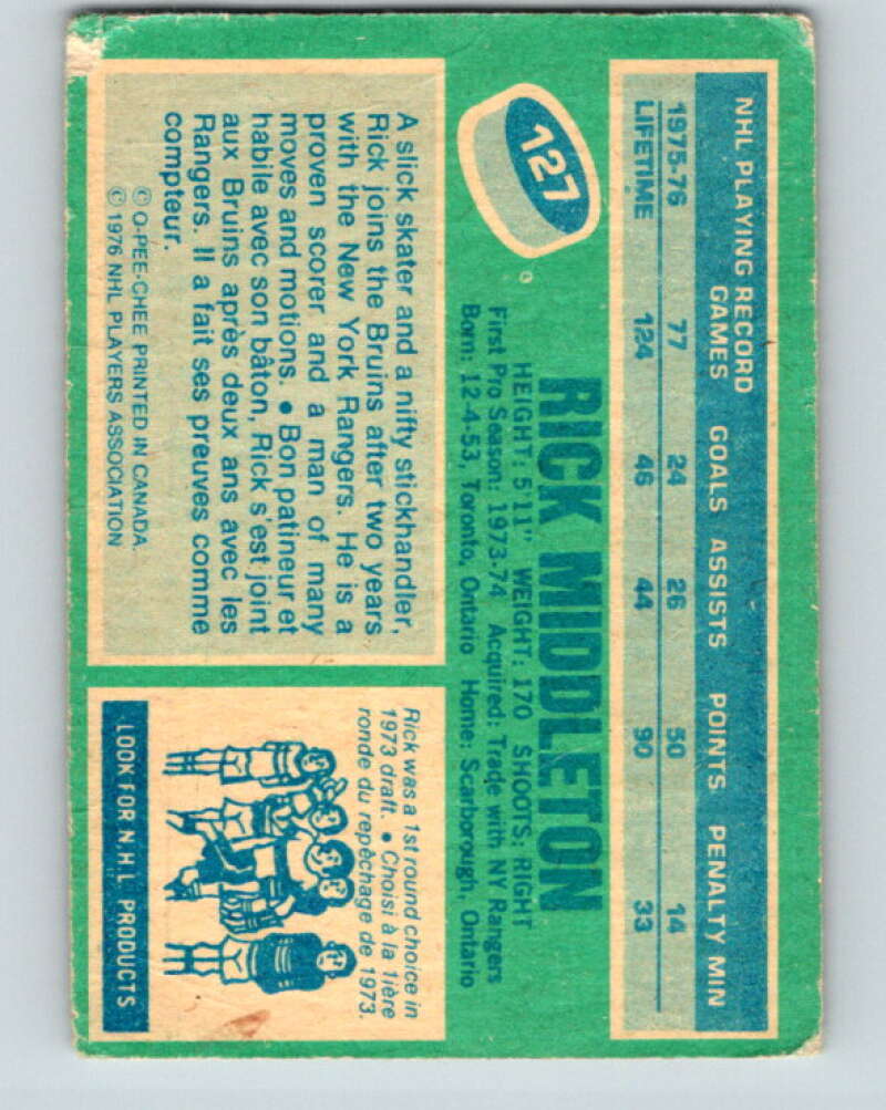 1976-77 OPC #127 Rick Middleton Boston Bruins V2102