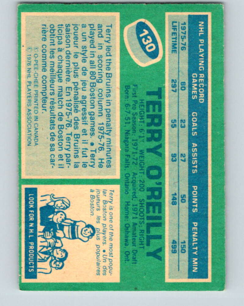 1976-77 OPC #130 Terry O'Reilly Boston Bruins V2105