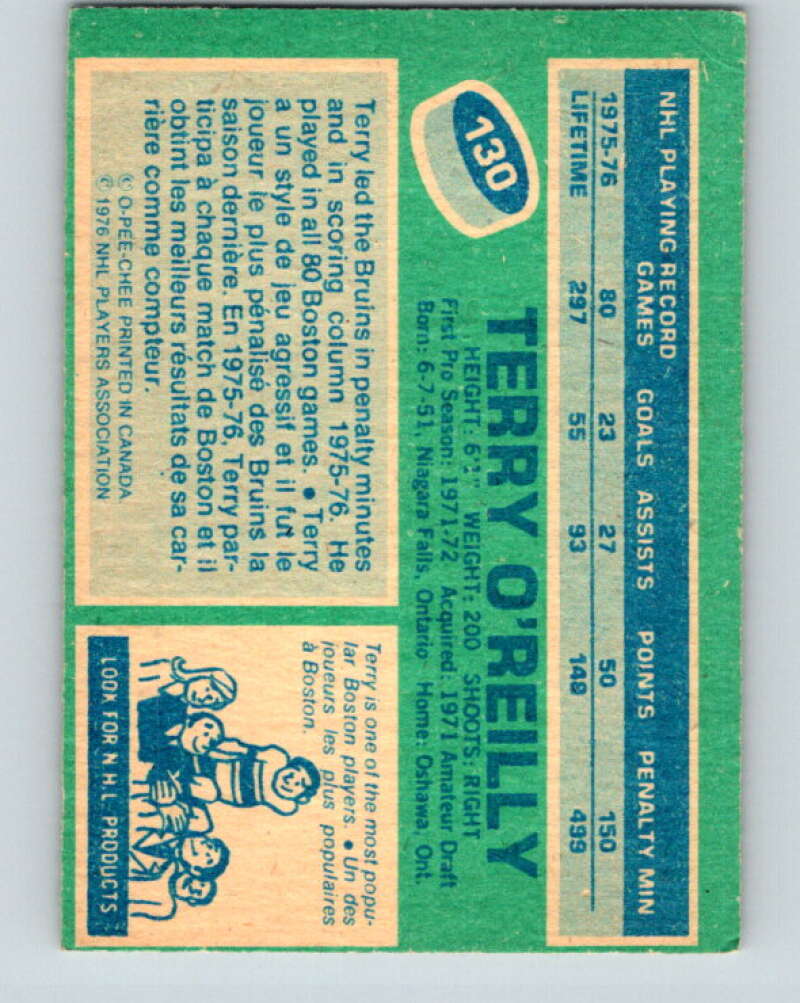 1976-77 OPC #130 Terry O'Reilly Boston Bruins V2106