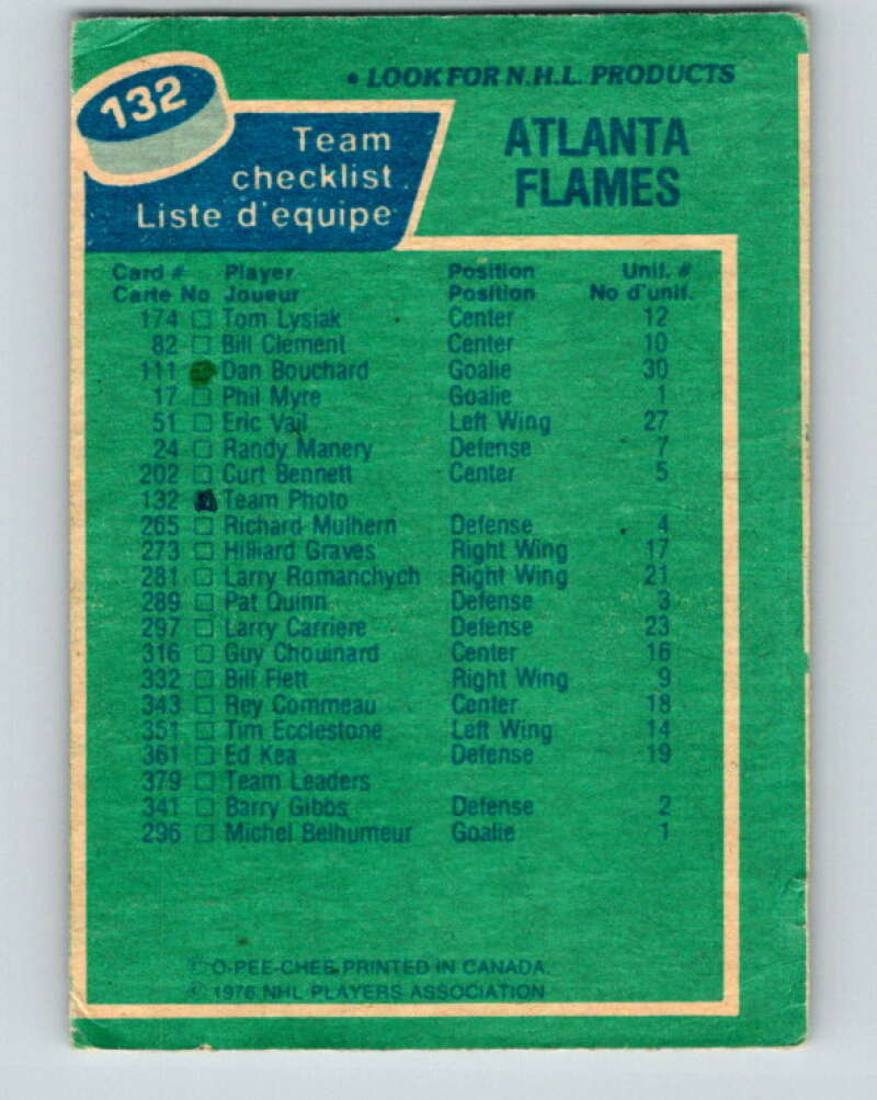 1976-77 OPC #132 Atlanta Flames CL Atlanta Flames V2108