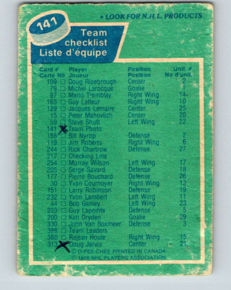 1976-77 OPC #141 Montreal Canadiens CL Montreal Canadiens V2118