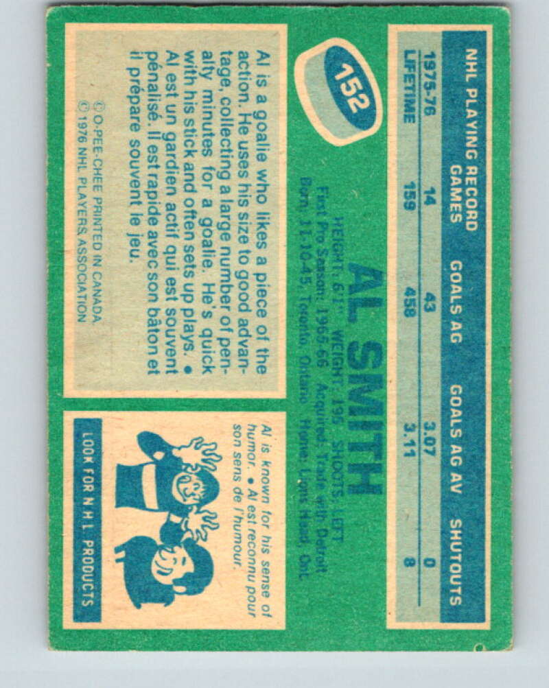 1976-77 OPC #152 Al Smith Buffalo Sabres V2127