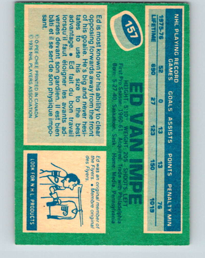 1976-77 OPC #157 Ed Van Impe Pittsburgh Penguins V2129