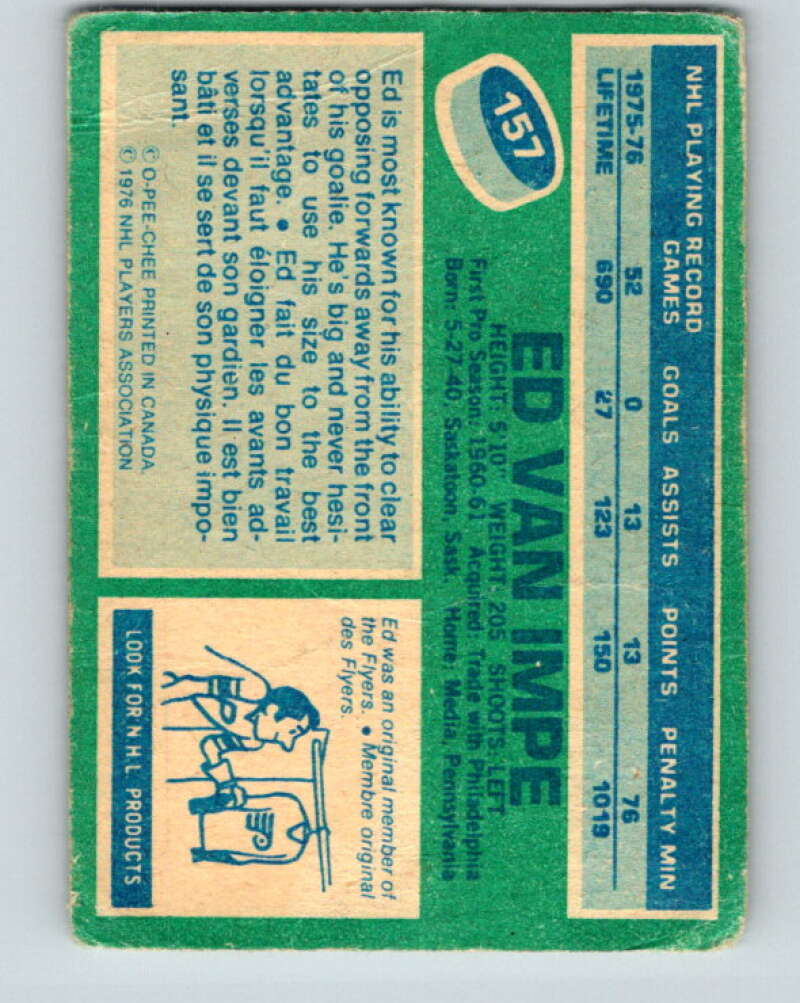 1976-77 OPC #157 Ed Van Impe Pittsburgh Penguins V2130