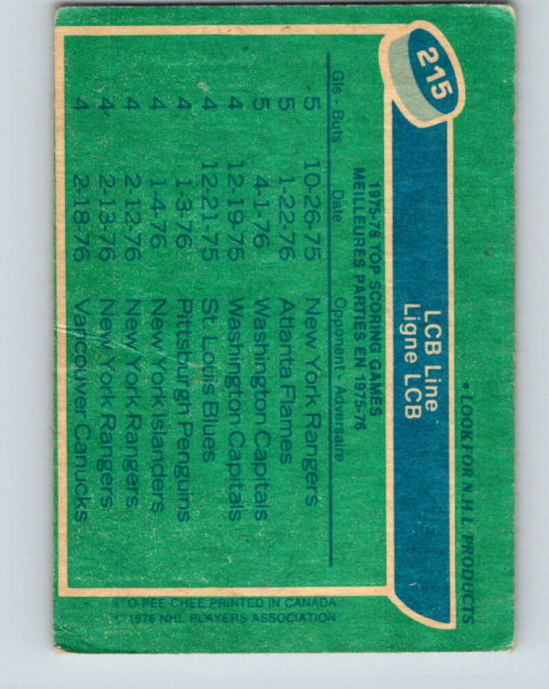 1976-77 OPC #215 Barber/Clarke/Leach LCB Line V2161