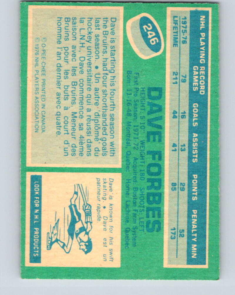 1976-77 OPC #246 Dave Forbes Boston Bruins V2190