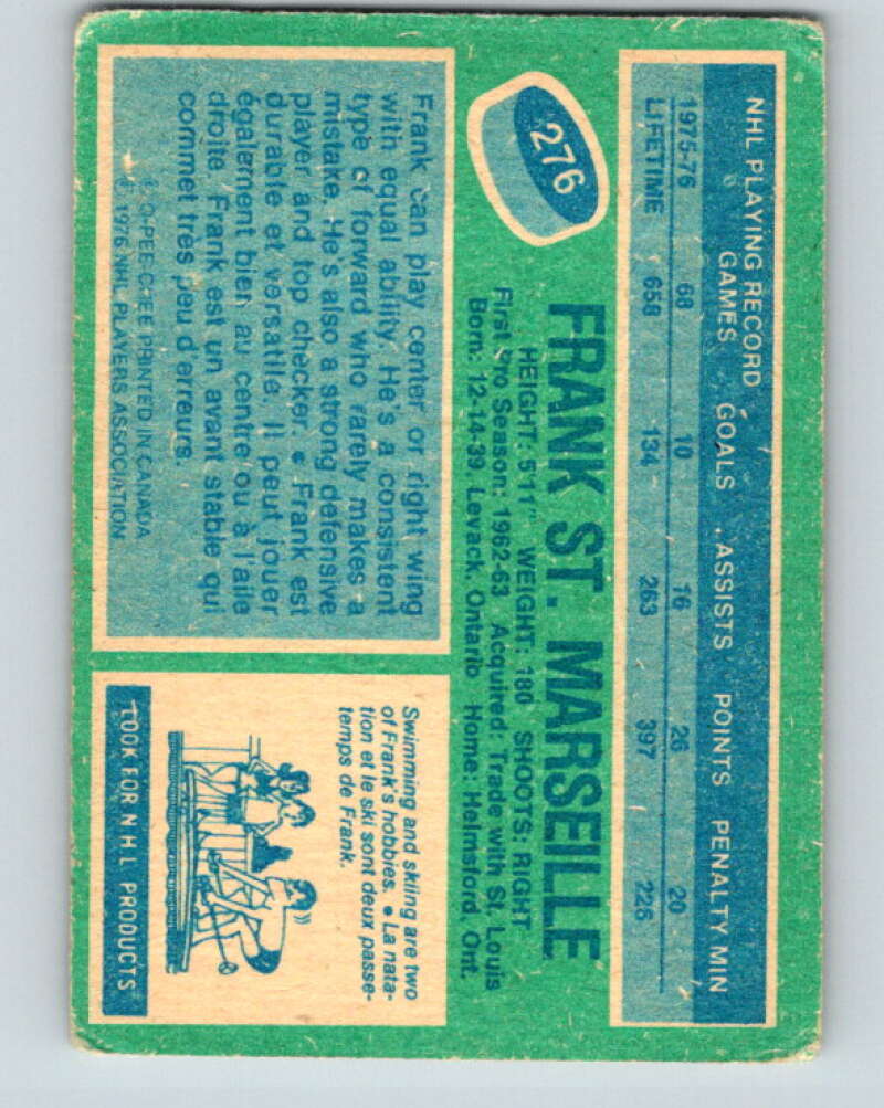 1976-77 OPC #276 Frank St. Marseille Los Angeles Kings V2222