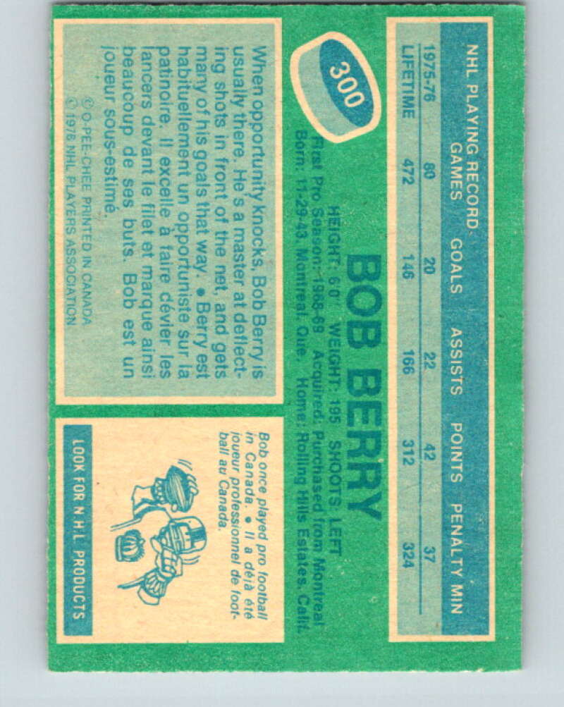 1976-77 OPC #300 Bob Berry Los Angeles Kings V2255