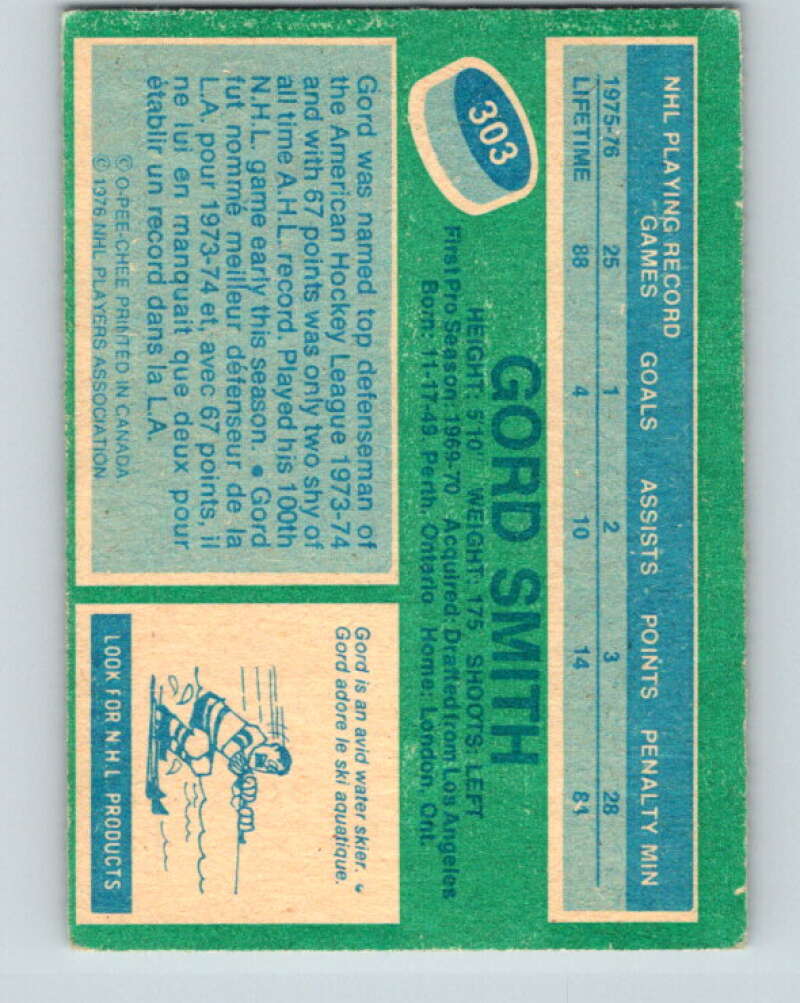 1976-77 OPC #303 Gord Smith RC Rookie Washington Capitals V2263