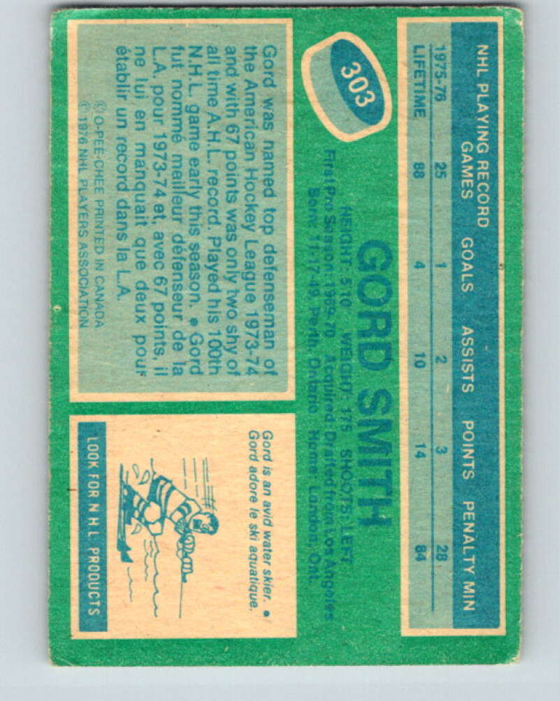 1976-77 OPC #303 Gord Smith RC Rookie Washington Capitals V2267