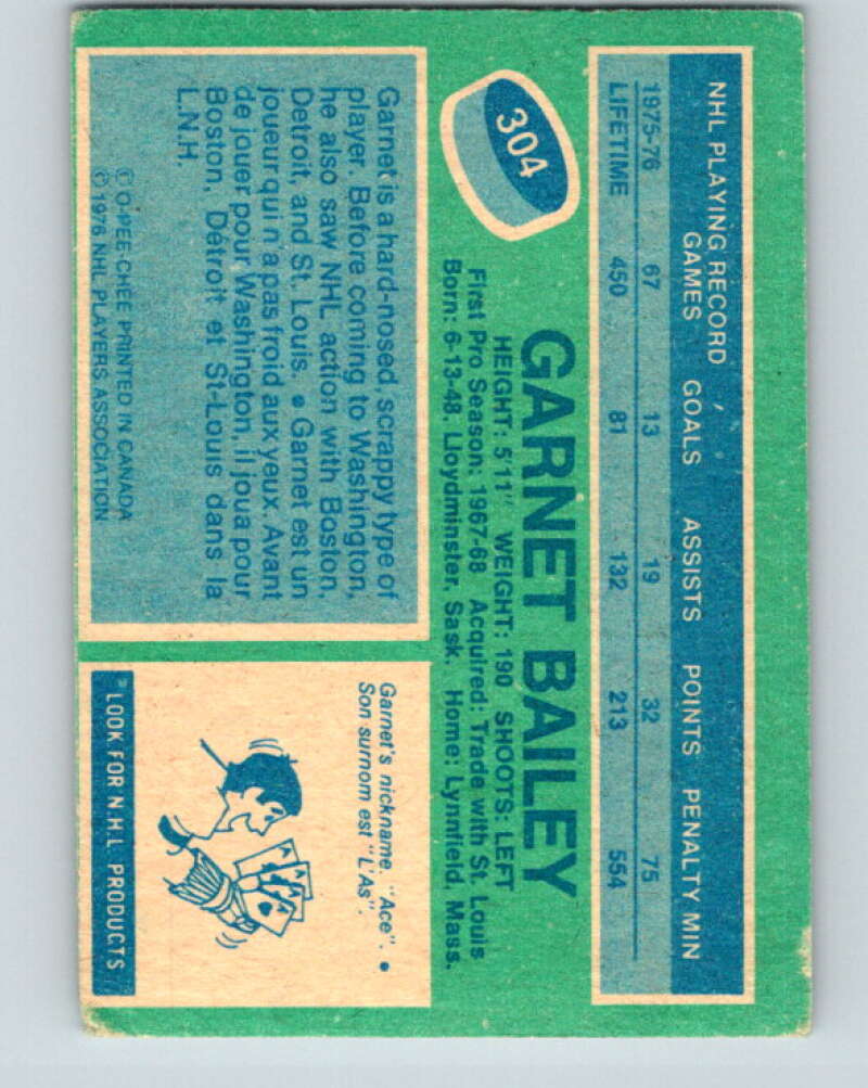 1976-77 OPC #304 Ace Bailey Washington Capitals V2269
