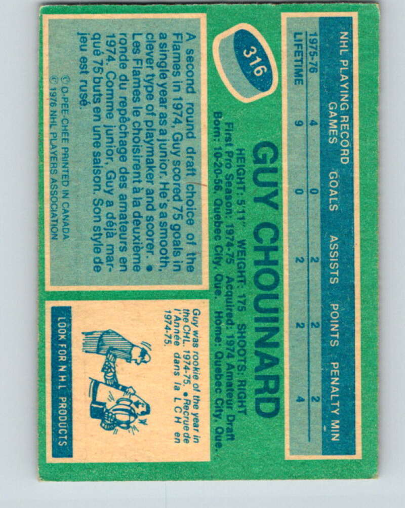 1976-77 OPC #316 Guy Chouinard RC Rookie Atlanta Flames V2283