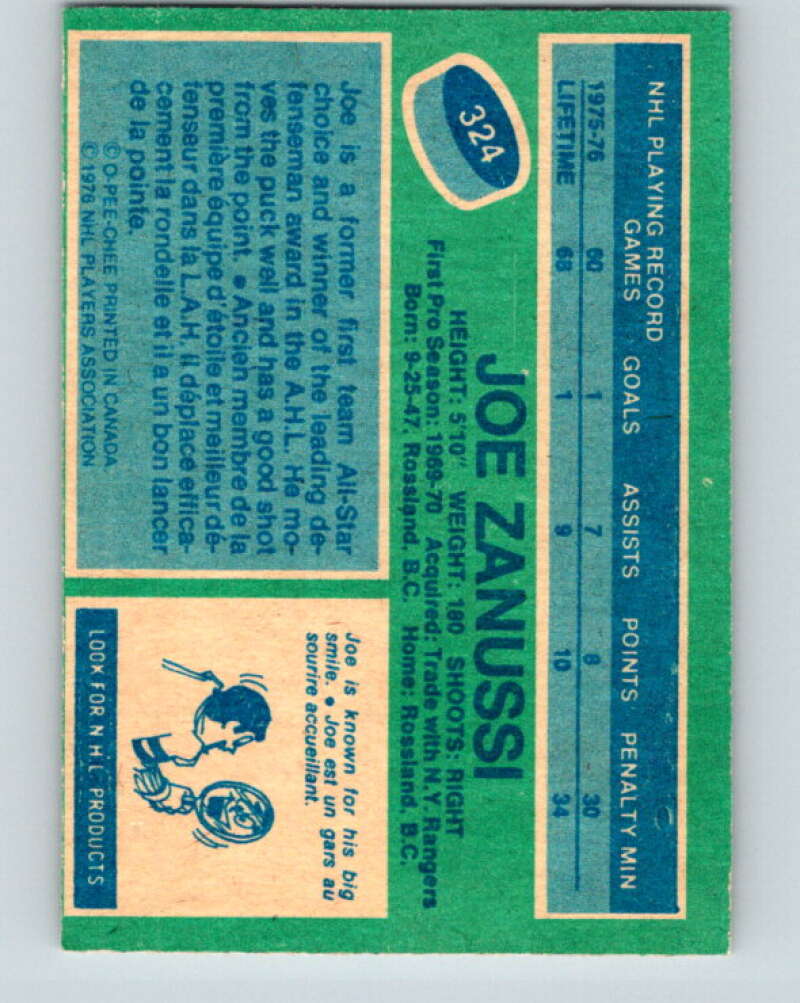 1976-77 O-Pee-Chee #324 Joe Zanussi RC Rookie Boston Bruins V2292
