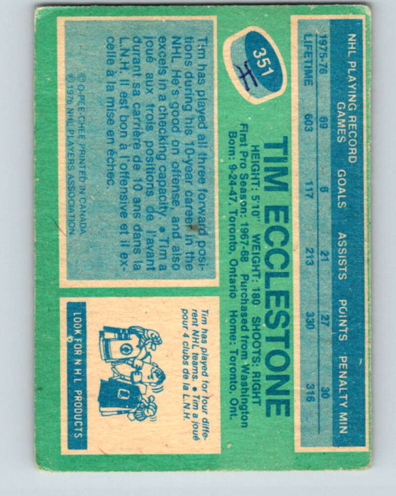 1976-77 O-Pee-Chee #348 Lanny McDonald Toronto Maple Leafs V2334