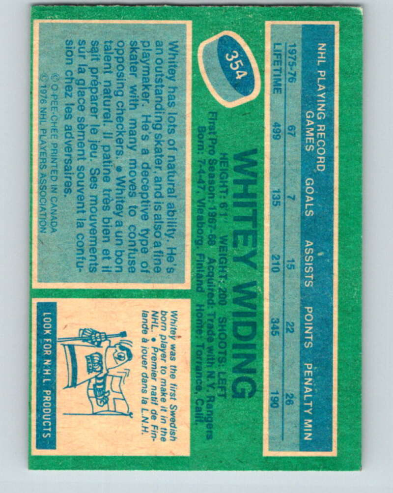 1976-77 O-Pee-Chee #354 Juha Widing Los Angeles Kings V2338