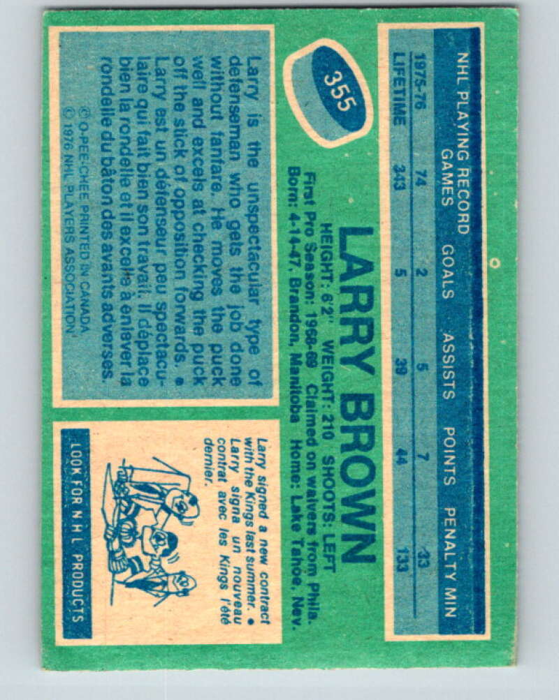 1976-77 O-Pee-Chee #355 Larry Brown Los Angeles Kings V2341