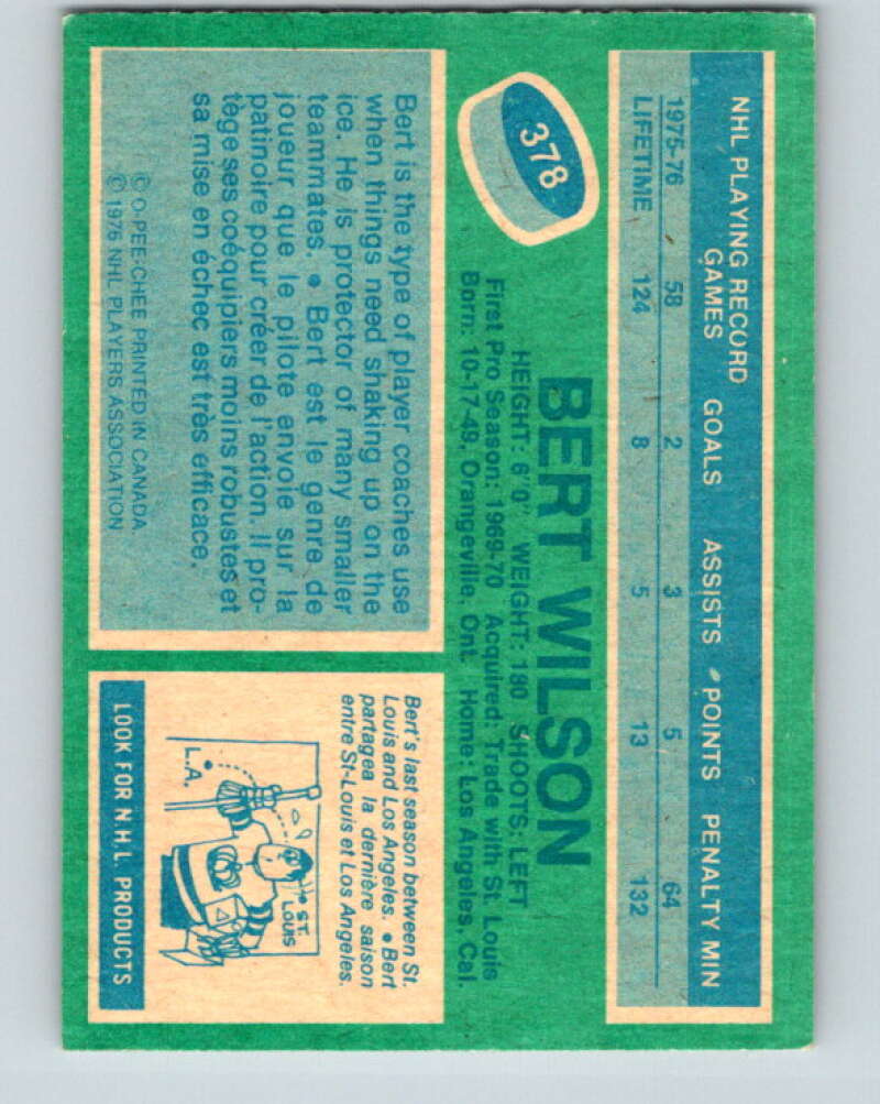 1976-77 O-Pee-Chee #378 Bert Wilson Los Angeles Kings V2360