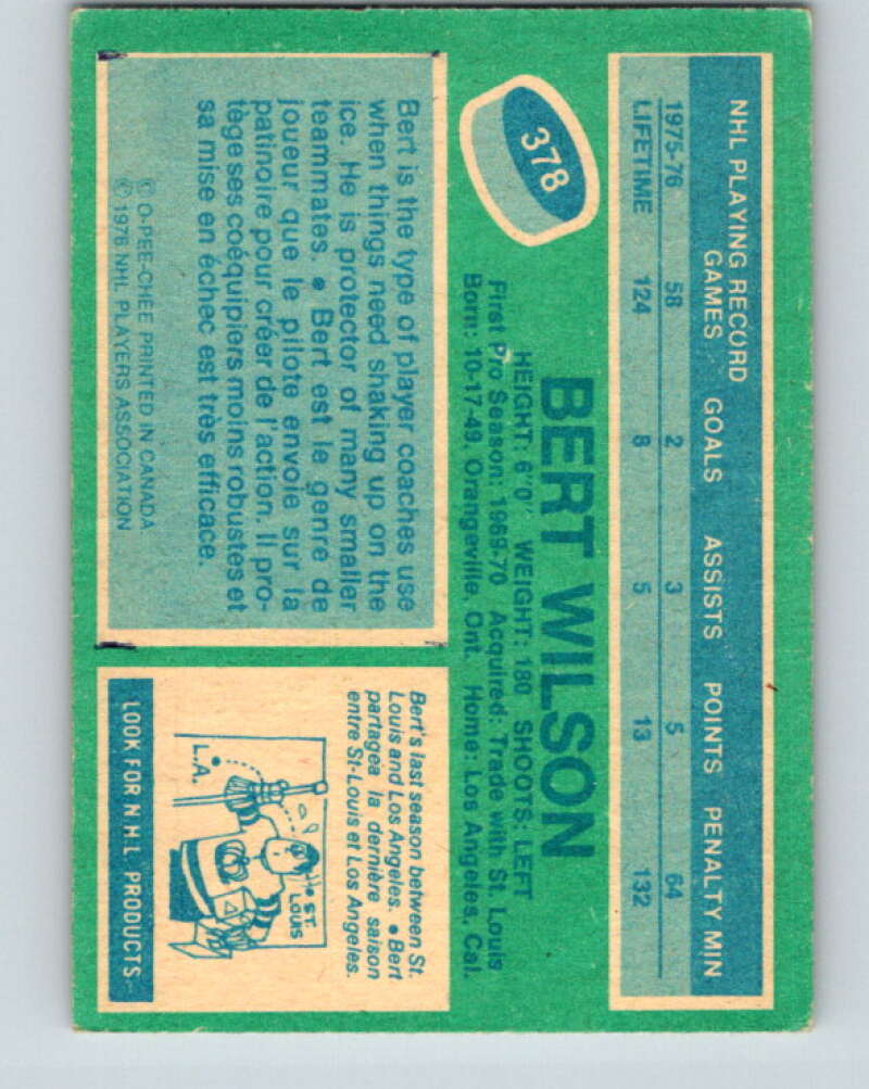 1976-77 O-Pee-Chee #378 Bert Wilson Los Angeles Kings V2361