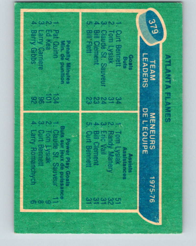 1976-77 O-Pee-Chee #379 Bennett/Lysiak/Quinn/St. Sauveur TL V2362