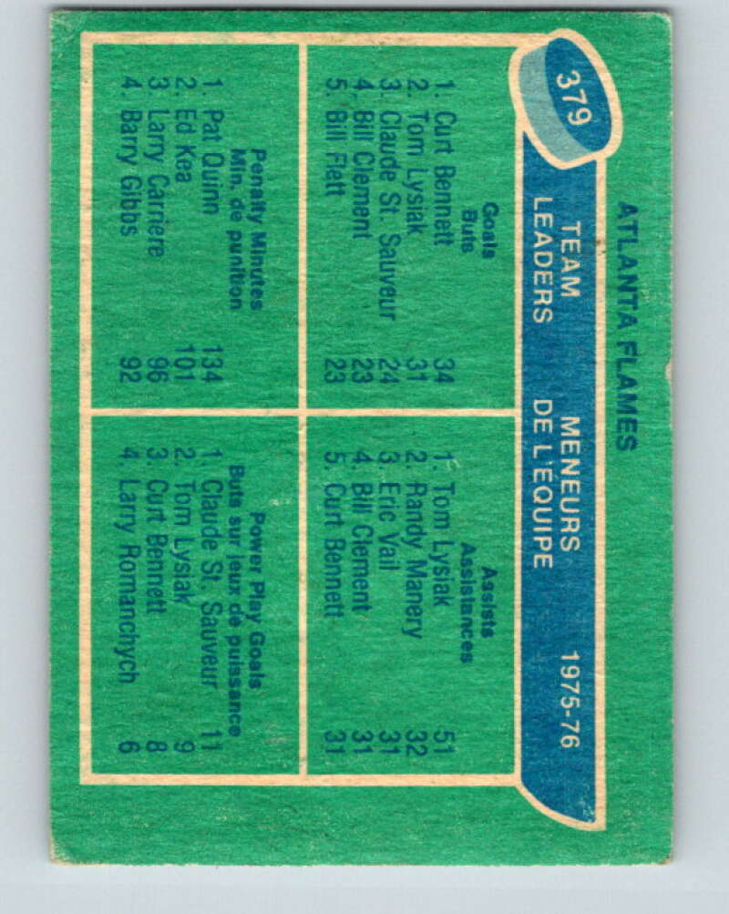 1976-77 O-Pee-Chee #379 Bennett/Lysiak/Quinn/St. Sauveur TL V2363