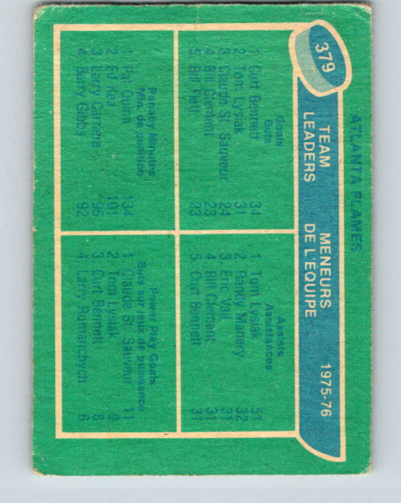 1976-77 O-Pee-Chee #379 Bennett/Lysiak/Quinn/St. Sauveur TL V2364
