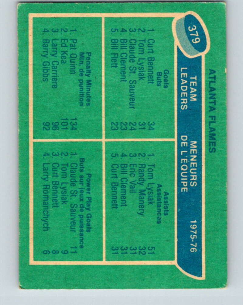 1976-77 O-Pee-Chee #379 Bennett/Lysiak/Quinn/St. Sauveur TL V2366