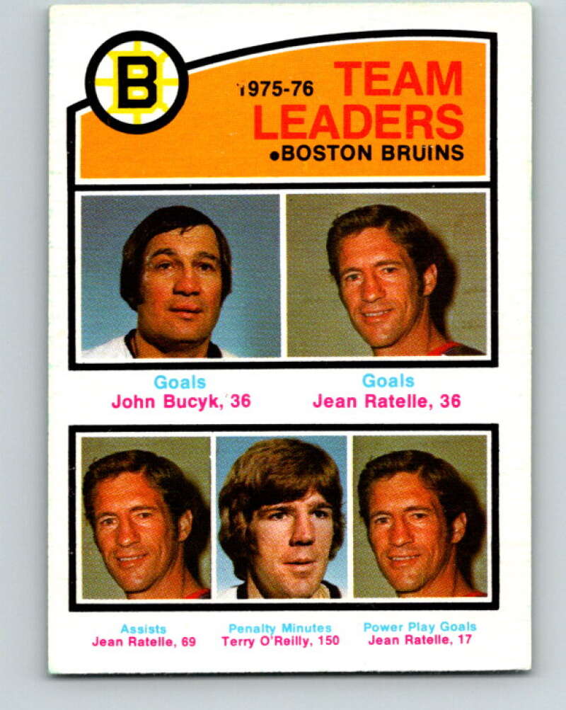 1976-77 O-Pee-Chee #381 Bucyk/Ratelle/Terry O'Reilly Bruins V2369